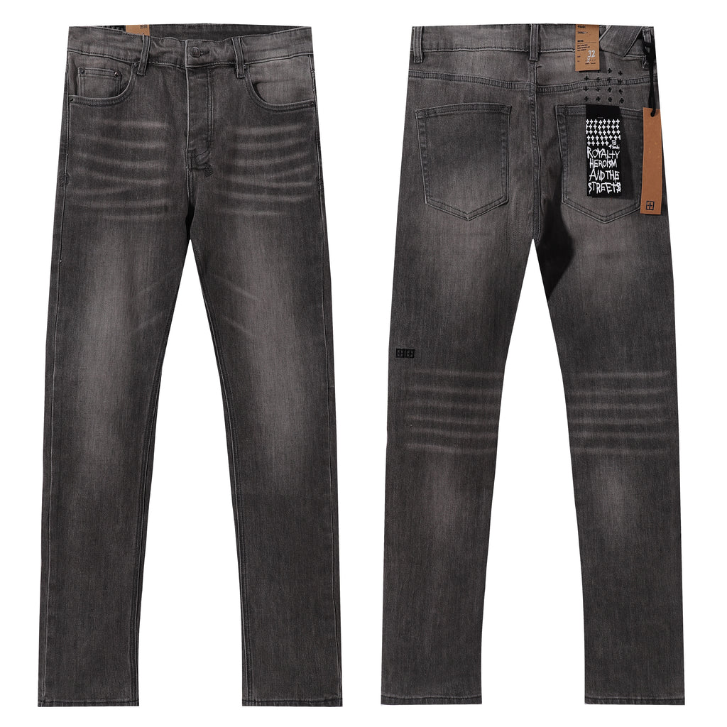 Ksubi Vintage Grey Gradient Washed Square Logo Slim Jeans