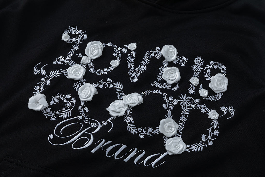 3D Rose LOVE IS GOOD Black Hoodie