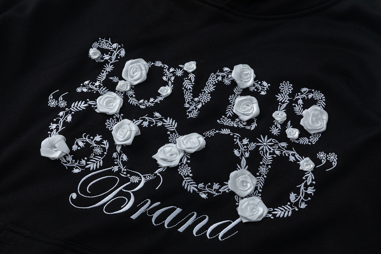 3D Rose LOVE IS GOOD Black Hoodie