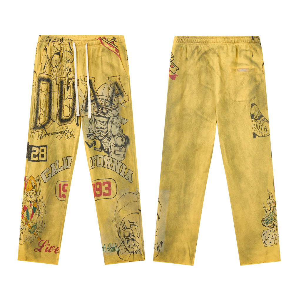 DUAA Clown California Yellow Vintage Straight Sweatpants