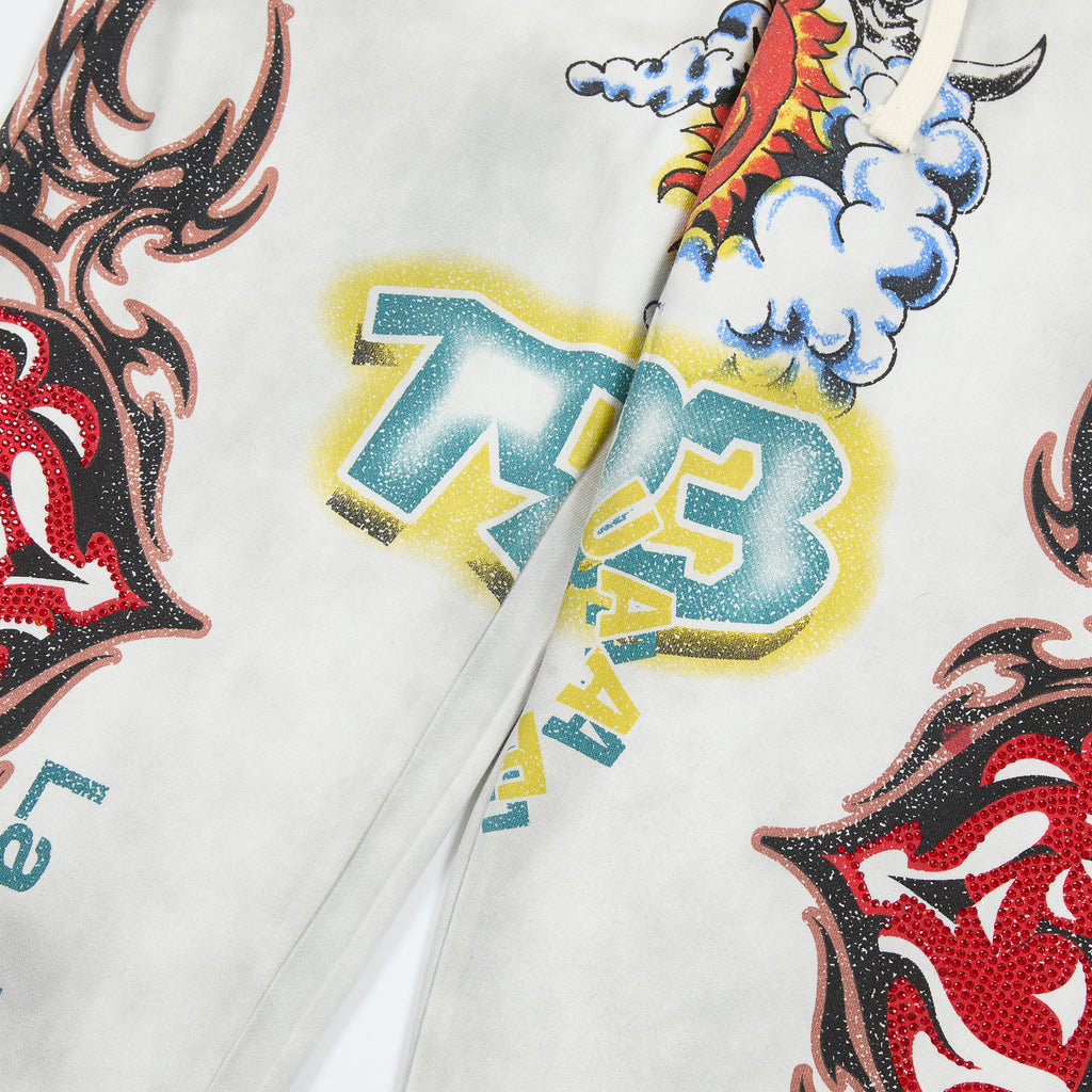 DUAA Sun Moon Heart Totem White Straight Sweatpants