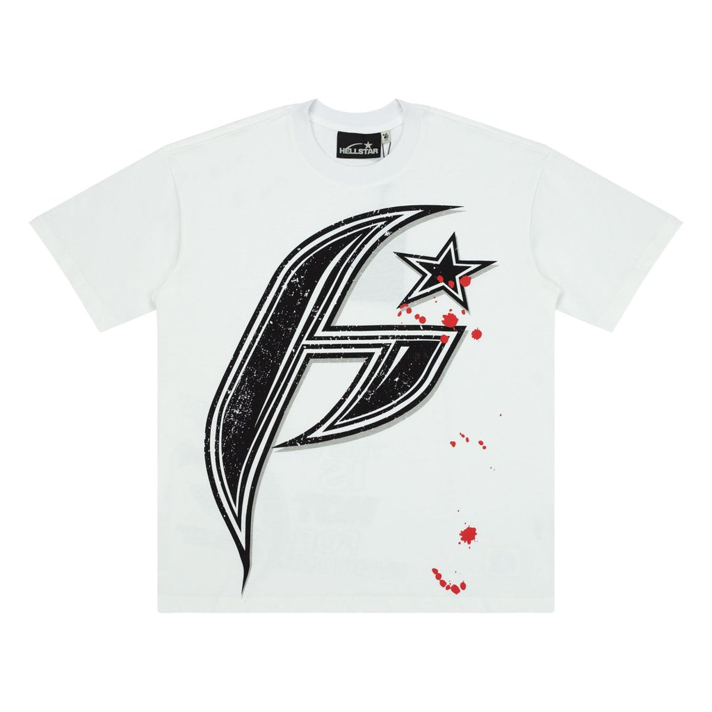 Hellstar Streamline H Star Red Splatter White Tee