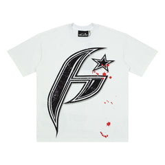 Hellstar Streamline H Star Red Splatter White Tee