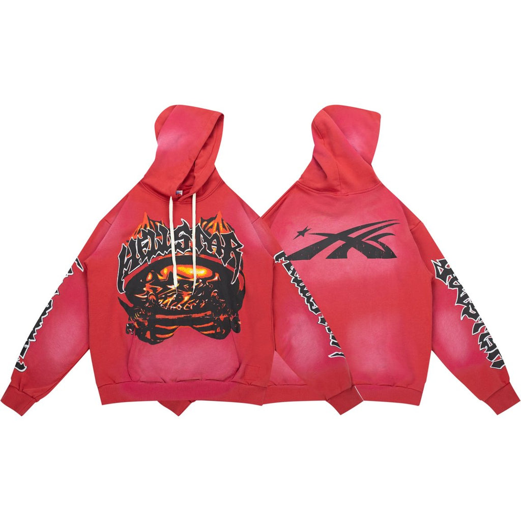 Hellstar Skull Mountain Vintage Washed Red Hoodie