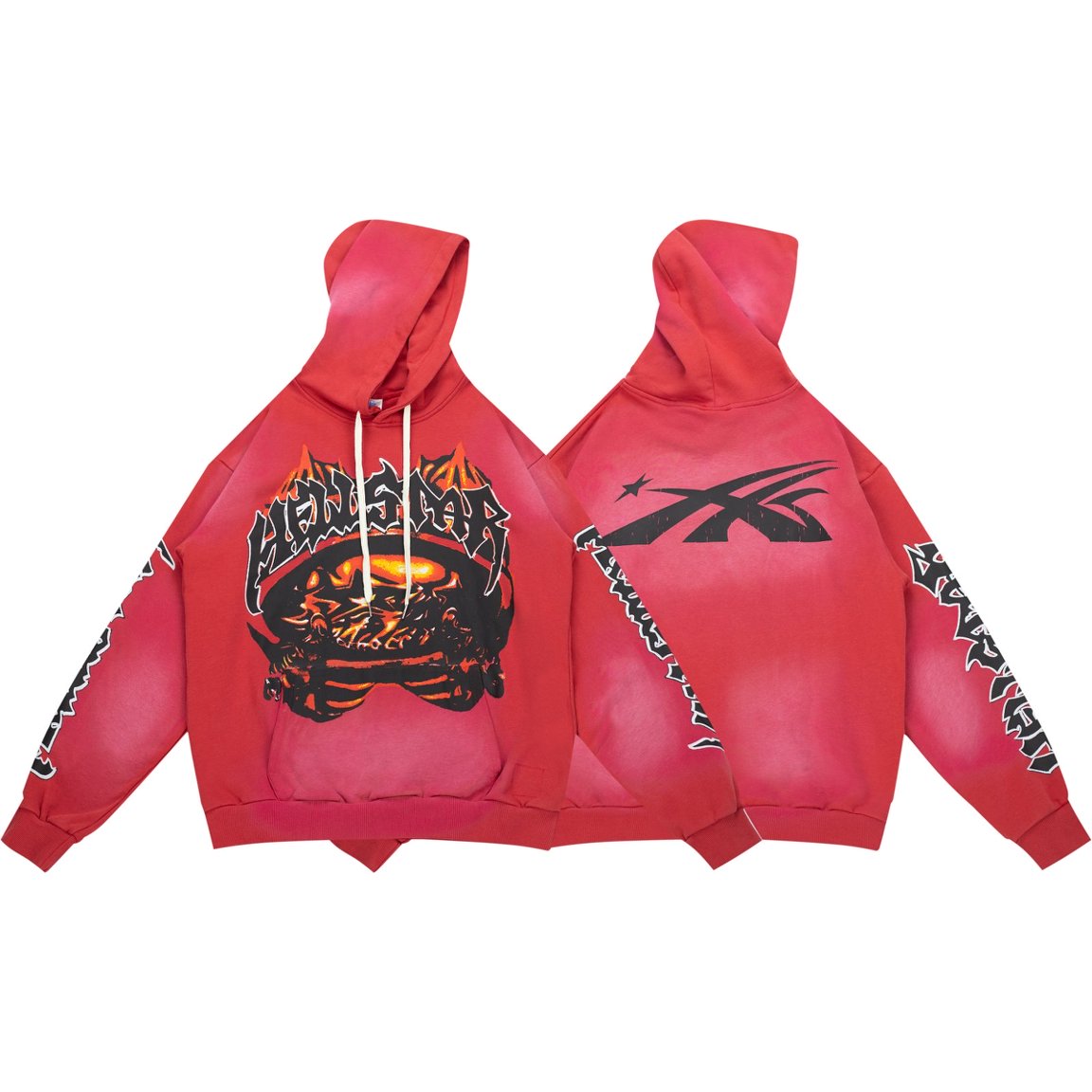 Hellstar Skull Mountain Vintage Washed Red Hoodie
