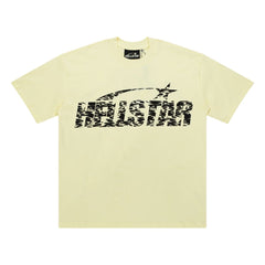 Hellstar Zebra Stripe Logo Cream Yellow Tee