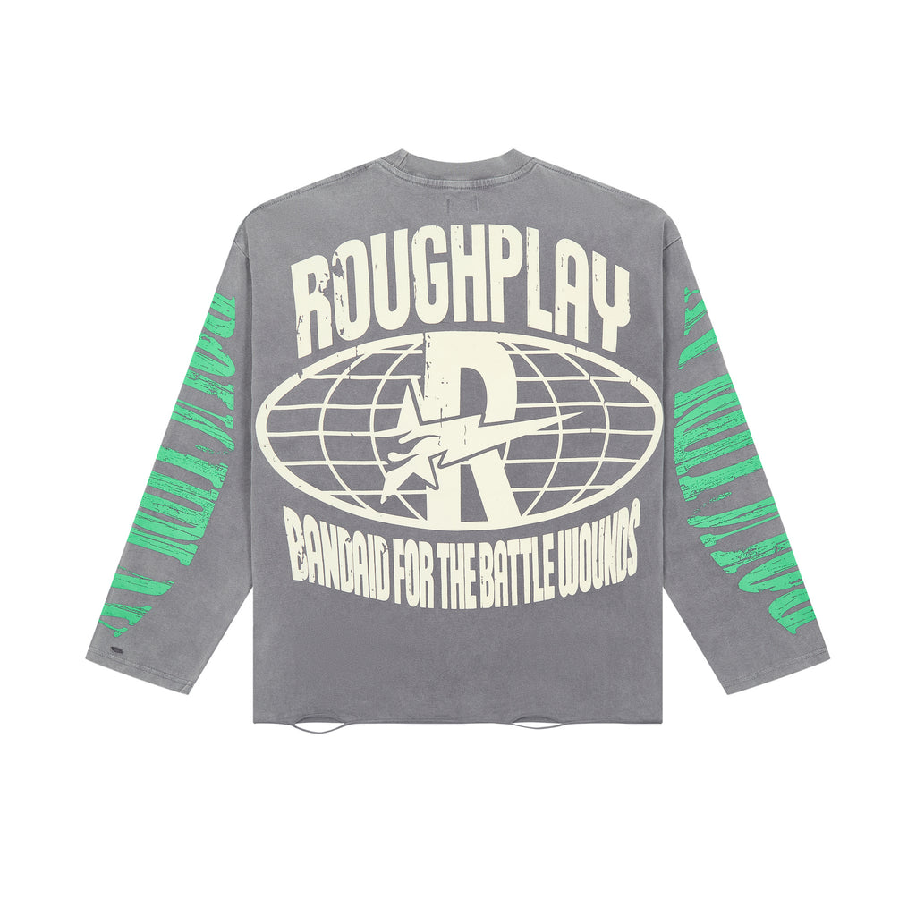 ROUGHPLAY Flame Angel Kid Grey Vintage Long Sleeve Tee