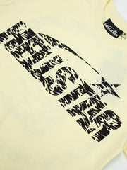 Hellstar Zebra Stripe Logo Cream Yellow Tee