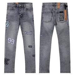 Ksubi Multi Patches Grey Washed Slim Jeans