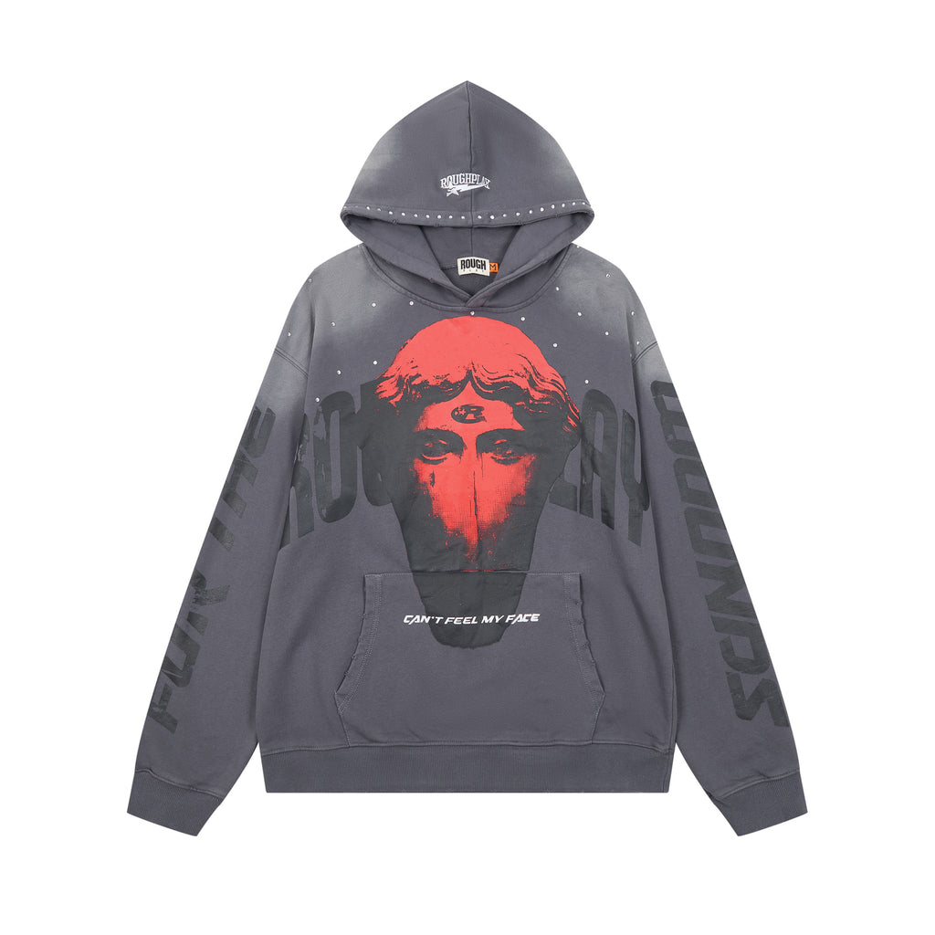 ROUGHPLAY Statue Portrait Washed Graphic Hoodie