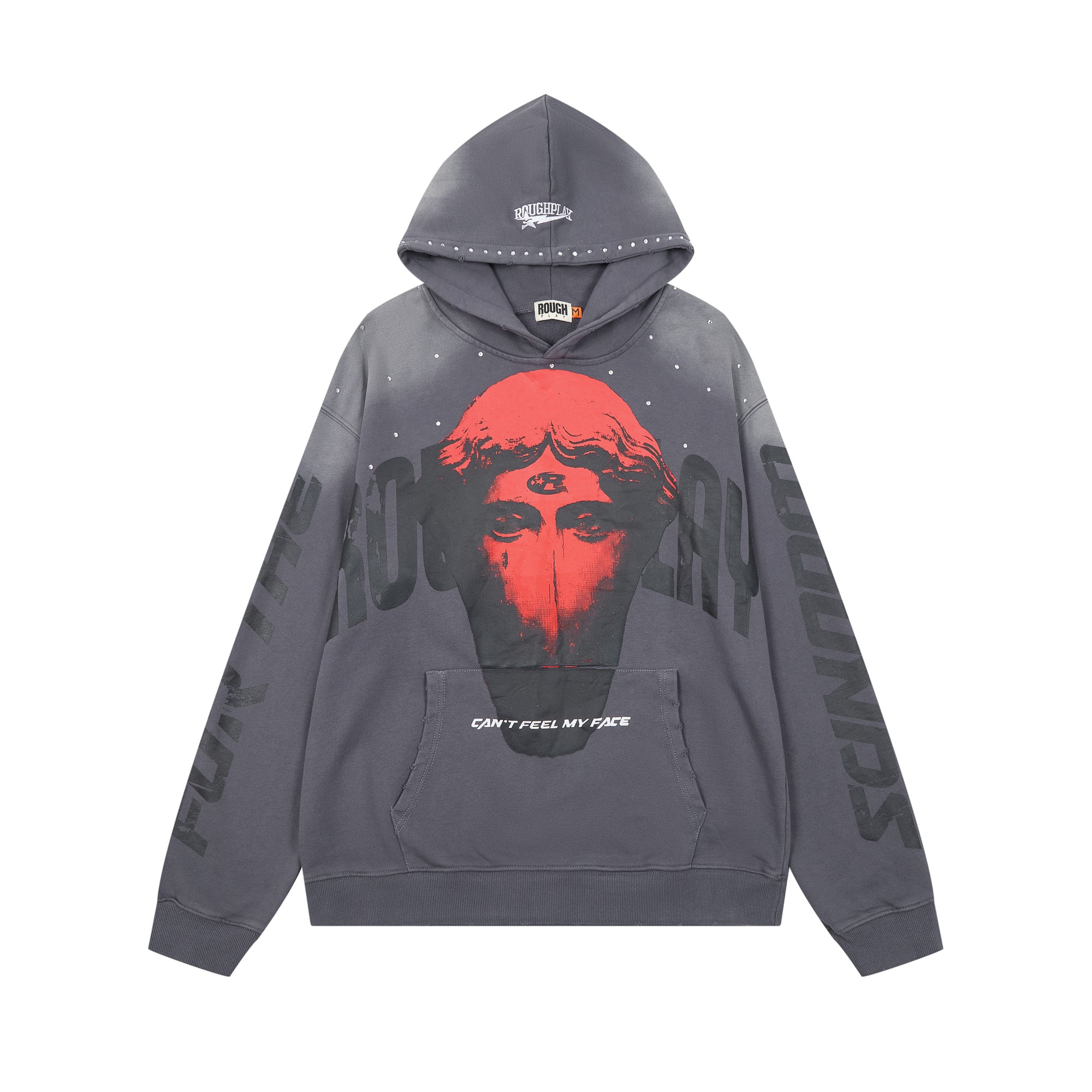 ROUGHPLAY Statue Portrait Washed Graphic Hoodie