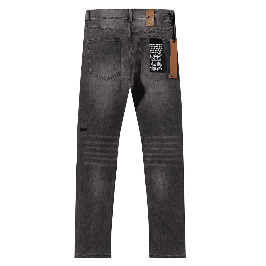 Ksubi Vintage Grey Gradient Washed Square Logo Slim Jeans