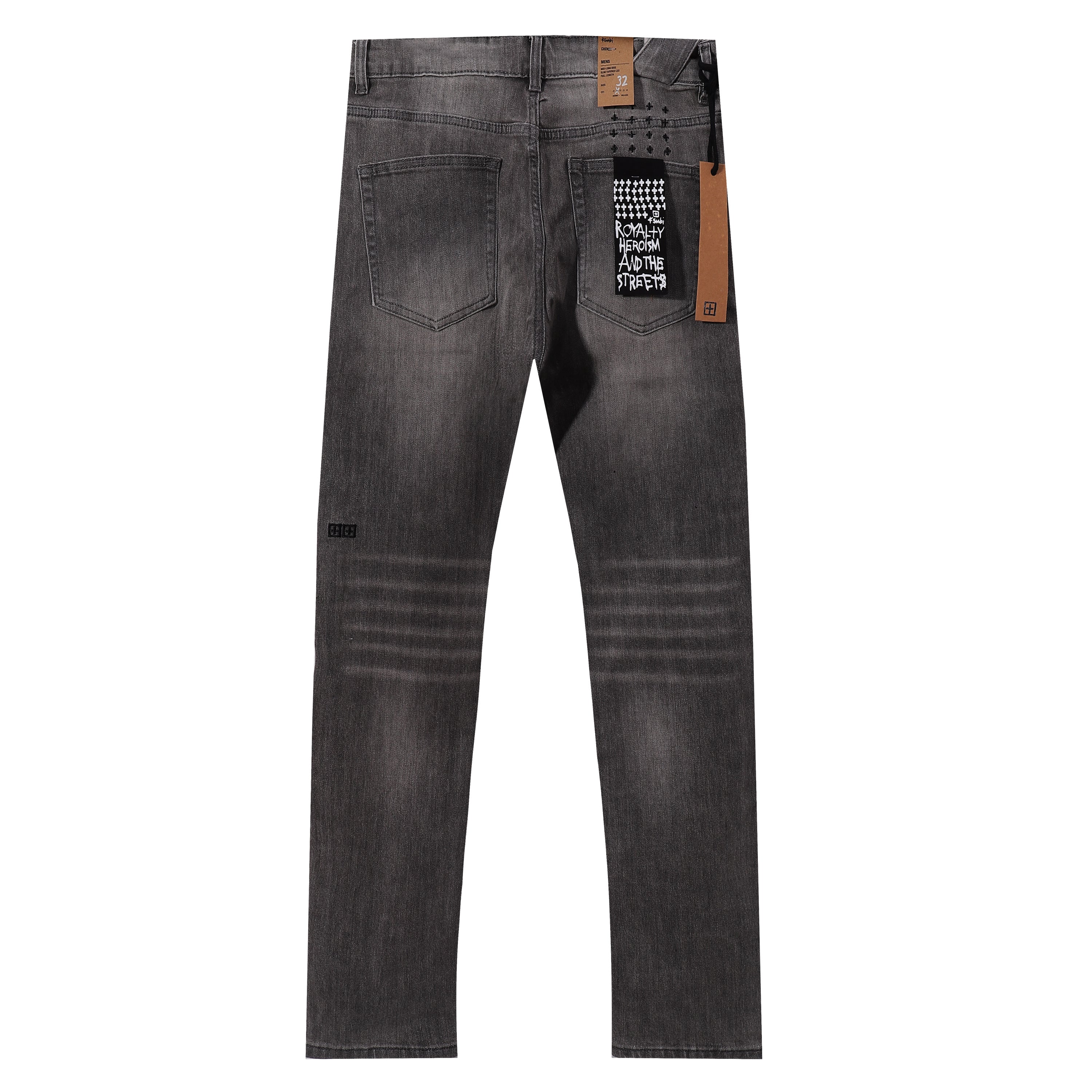 Ksubi Vintage Grey Gradient Washed Square Logo Slim Jeans