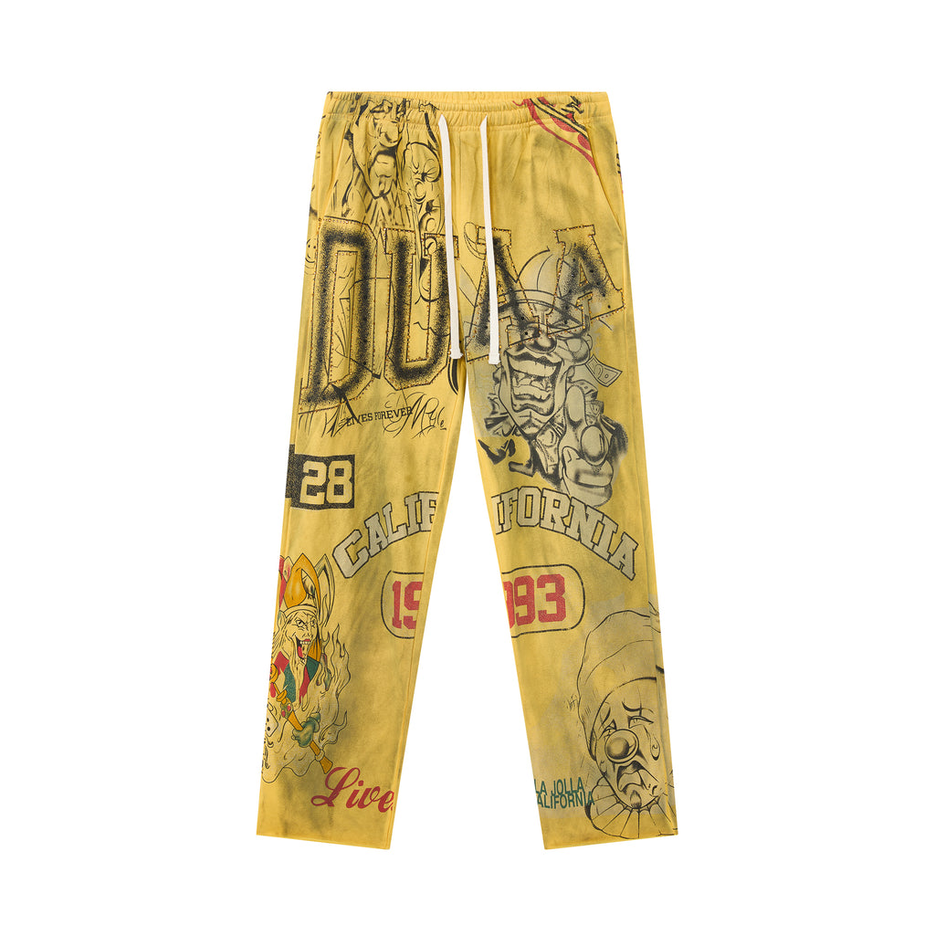 DUAA Clown California Yellow Vintage Straight Sweatpants