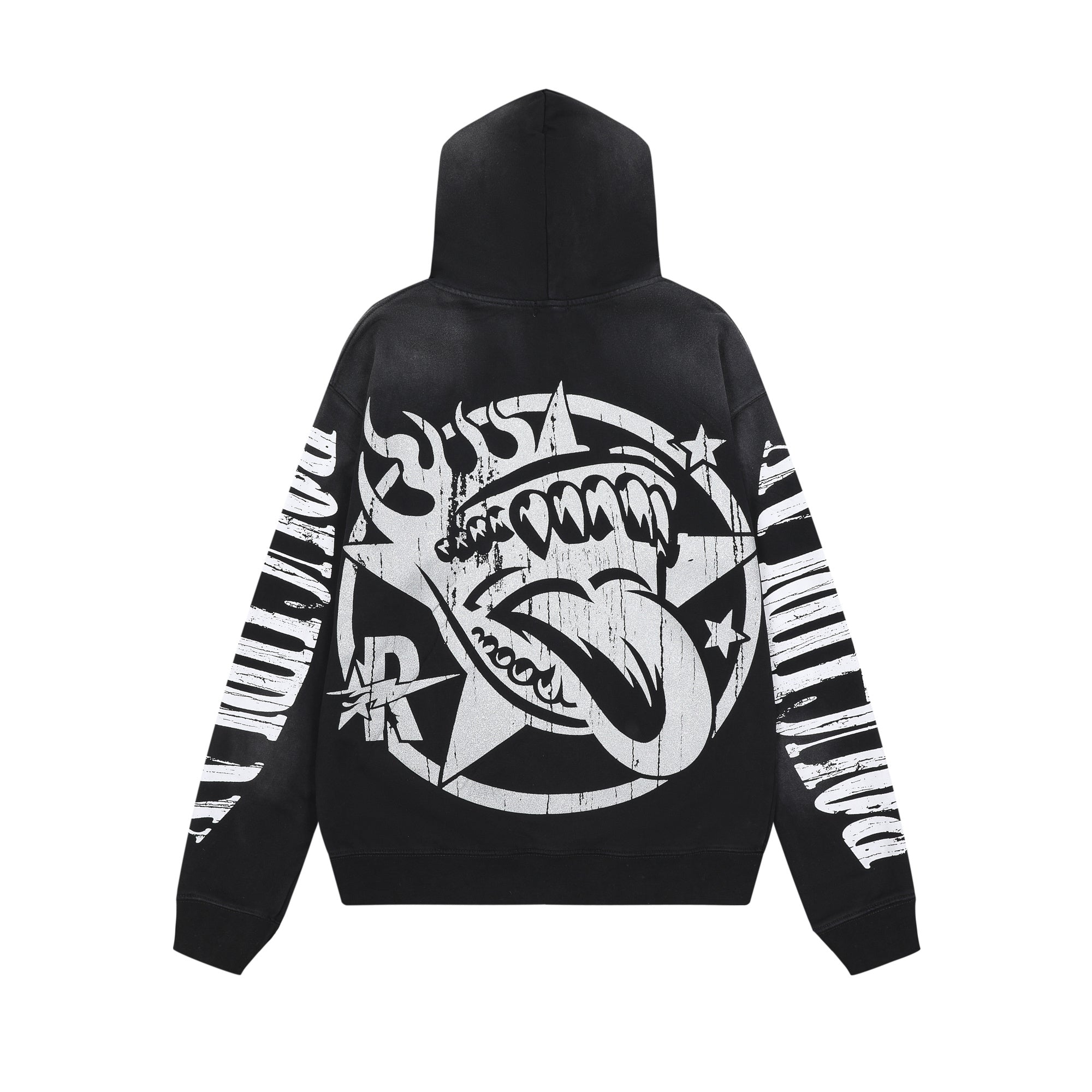 ROUGHPLAY Monochrome Driving Skull Vintage Hoodie