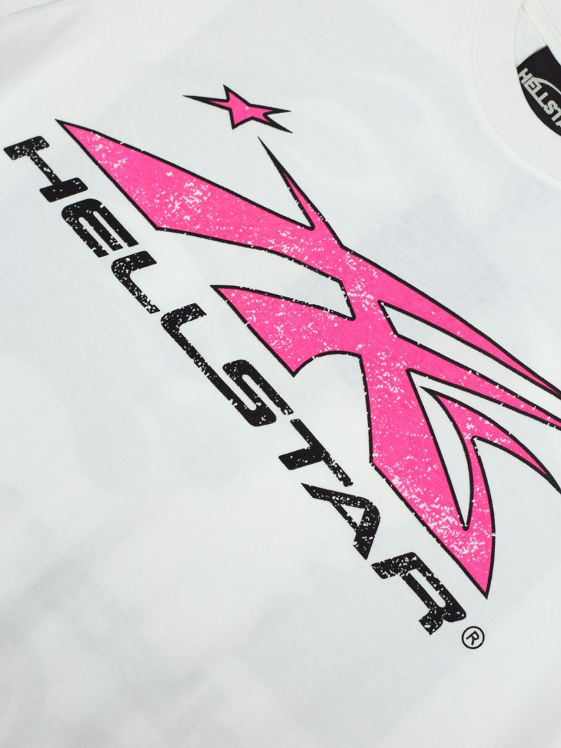 Hellstar Pink Arrow Star Logo White Tee