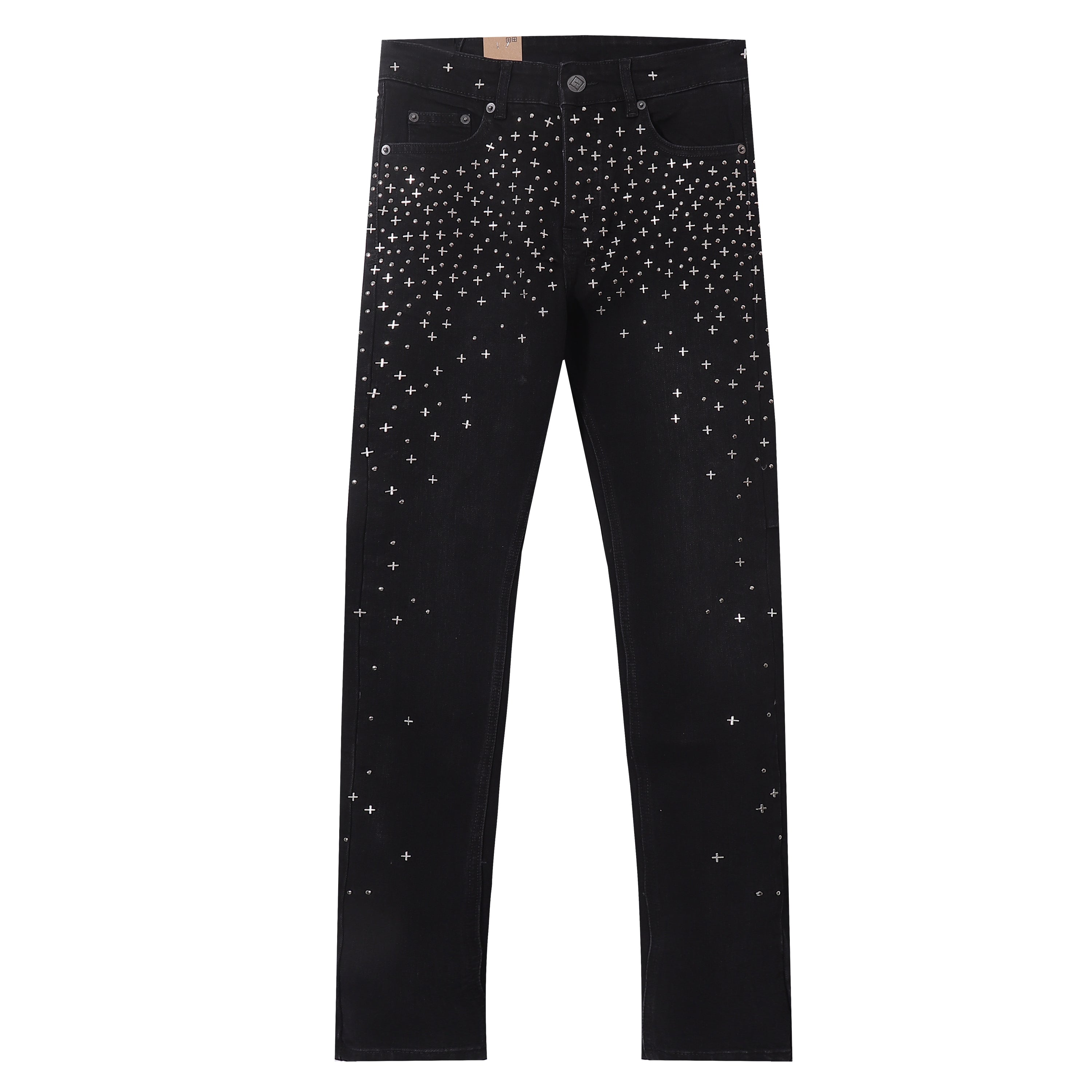 Ksubi Cross Studded Solid Black Slim Jeans