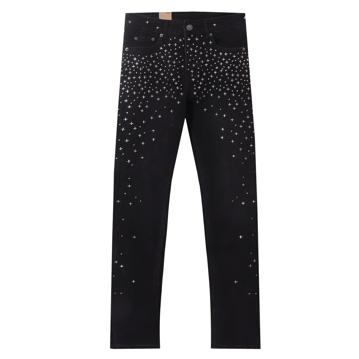 Ksubi Cross Studded Solid Black Slim Jeans