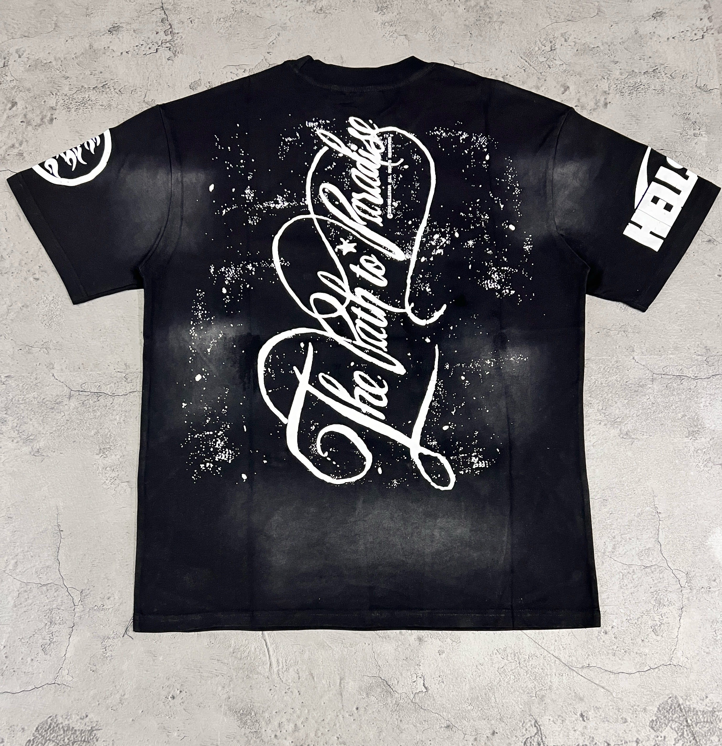 Hellstar The Path To Paradise Three Cherubs Black Washed Tee