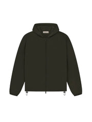 ESSENTIALS Fear Of God Dark Olive Hooded Zip Up Jacket