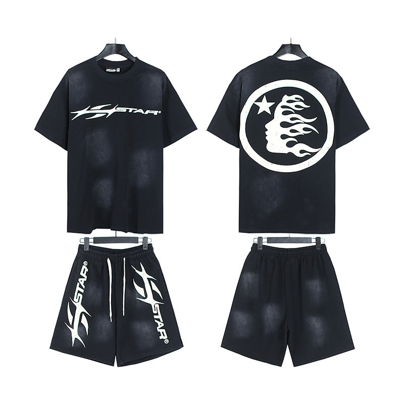 Hellstar Circle Flame Face Logo Tee & Shorts Set