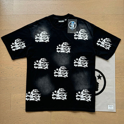 Hellstar All-Over Skull Flame Print Tee & Shorts Set