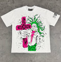 Hellstar Colorful Clown Cross Front & Back Print White Tee