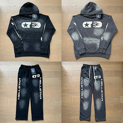 Hellstar Capsule Face Vintage Wash Tracksuit (Black & Dark Grey)