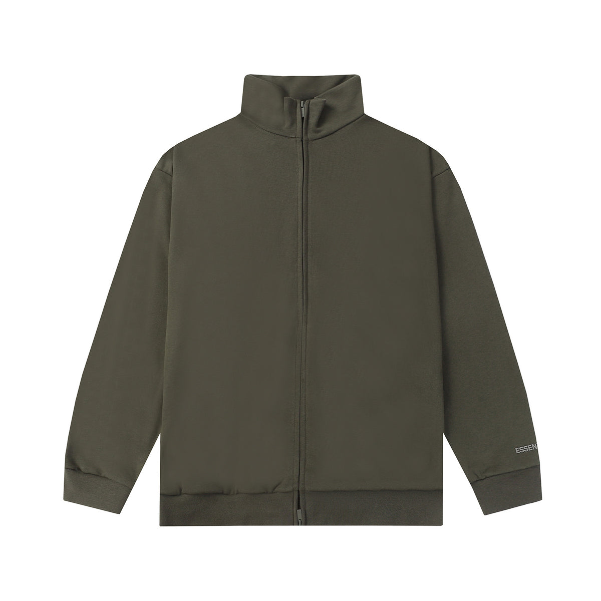 ESSENTIALS Fear Of God Olive Green Half Zip Mock Neck Sweatshirt
