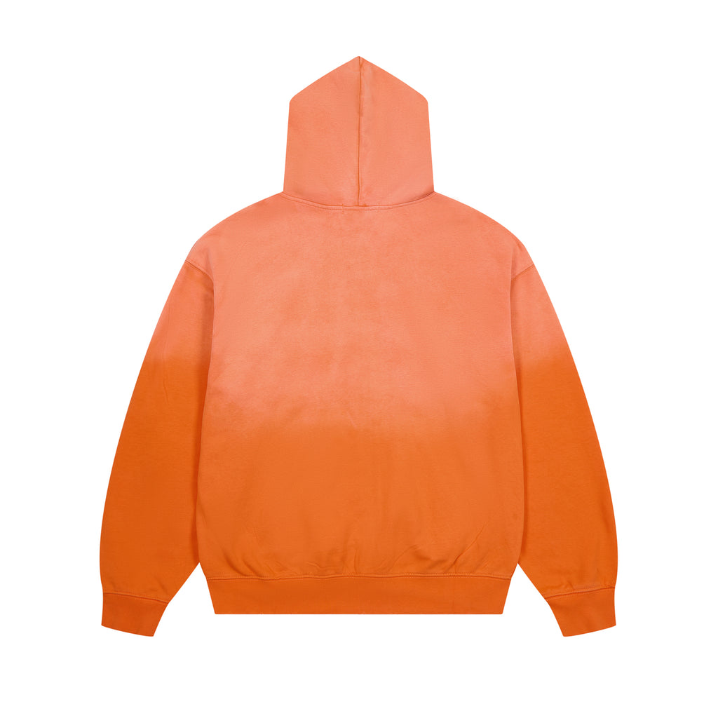 DUAA Gothic Letter 33 Rhinestone Orange Zip Up Hoodie