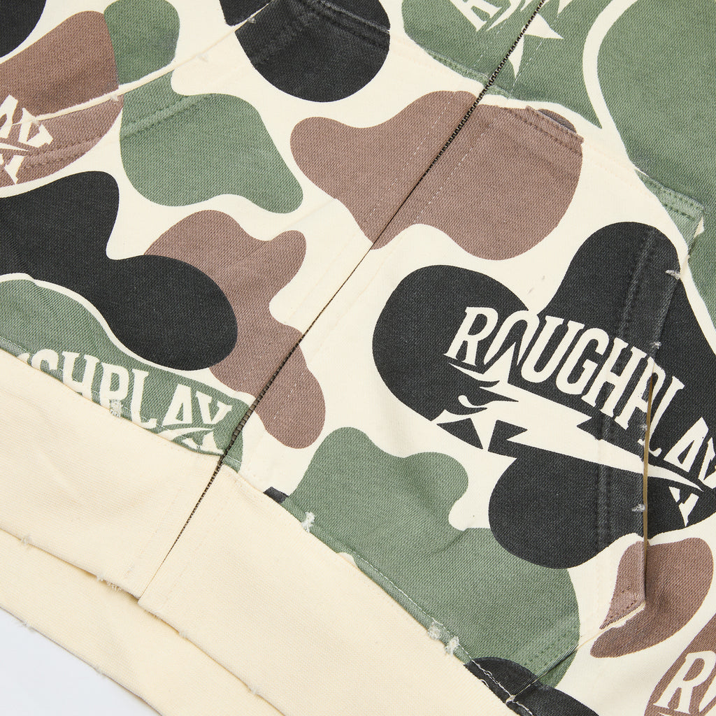 ROUGHPLAY Green Brown Camo Rhinestone Zip-Up Hoodie