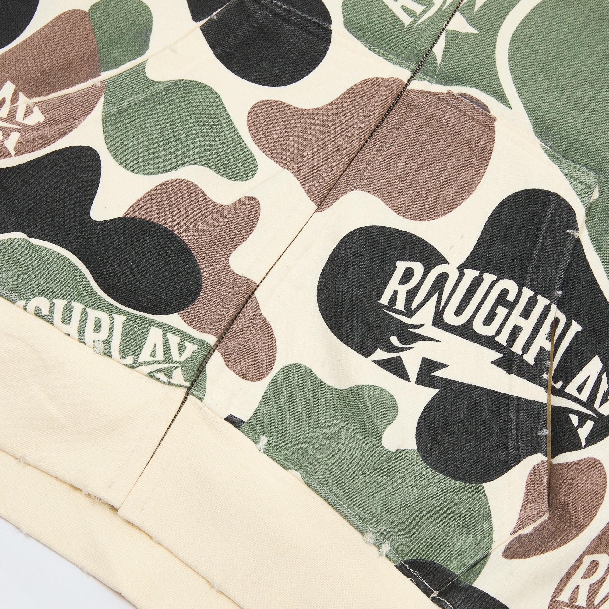 ROUGHPLAY Green Brown Camo Rhinestone Zip-Up Hoodie