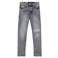 Ksubi Printed Logo Ripped Grey Wash Slim Jeans