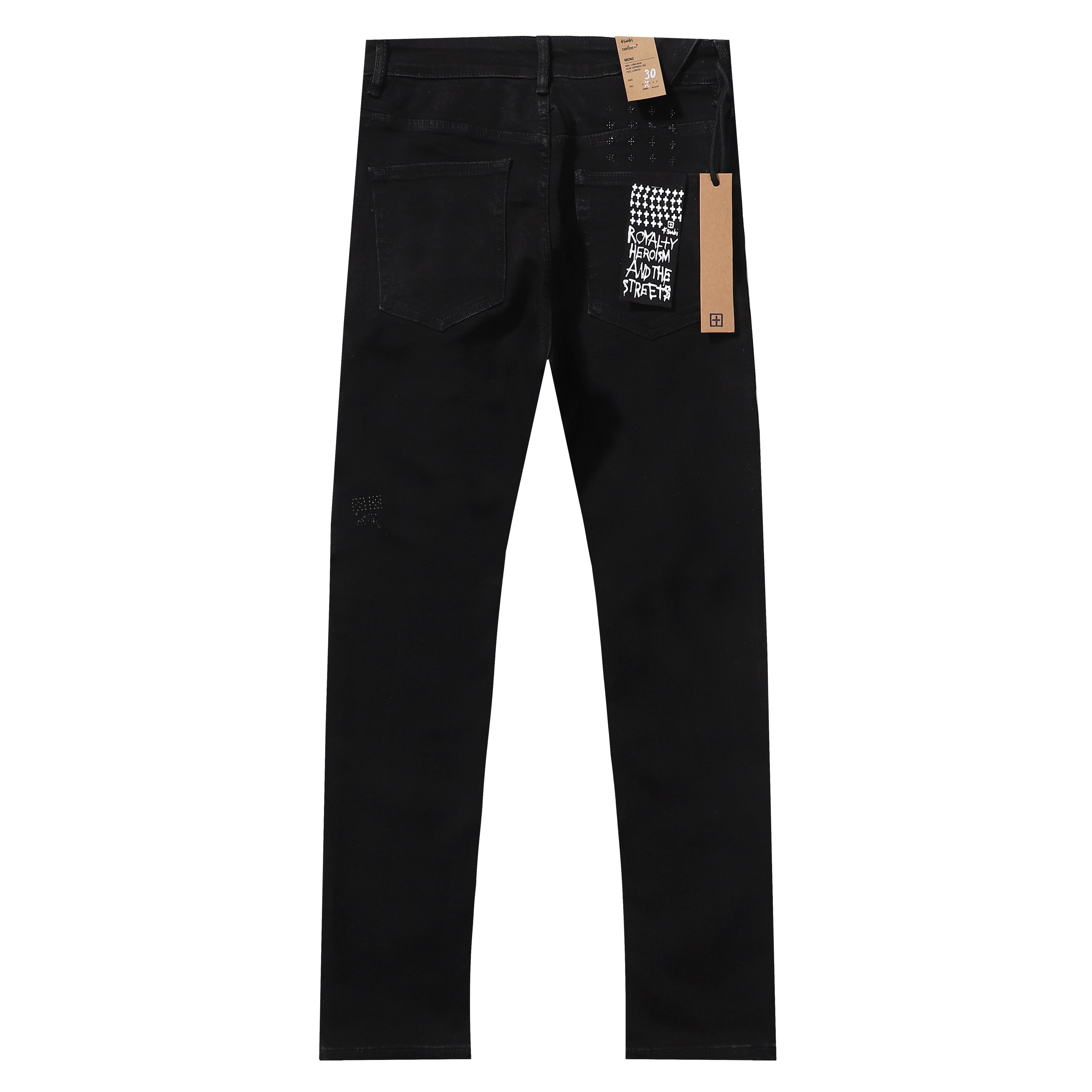 Ksubi Solid Black Mini Cross Embroidery Slim Jeans