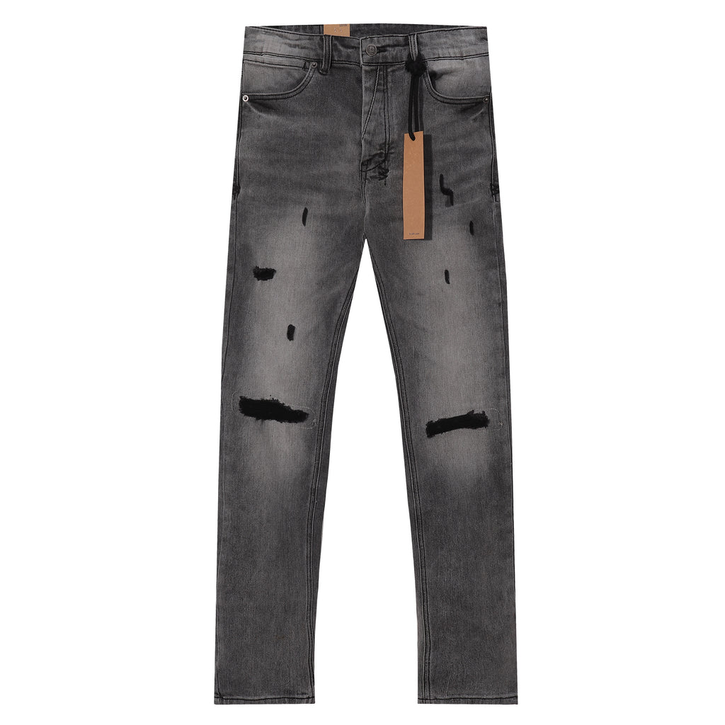 Ksubi Patch Distressed Grey Wash Slim Jeans