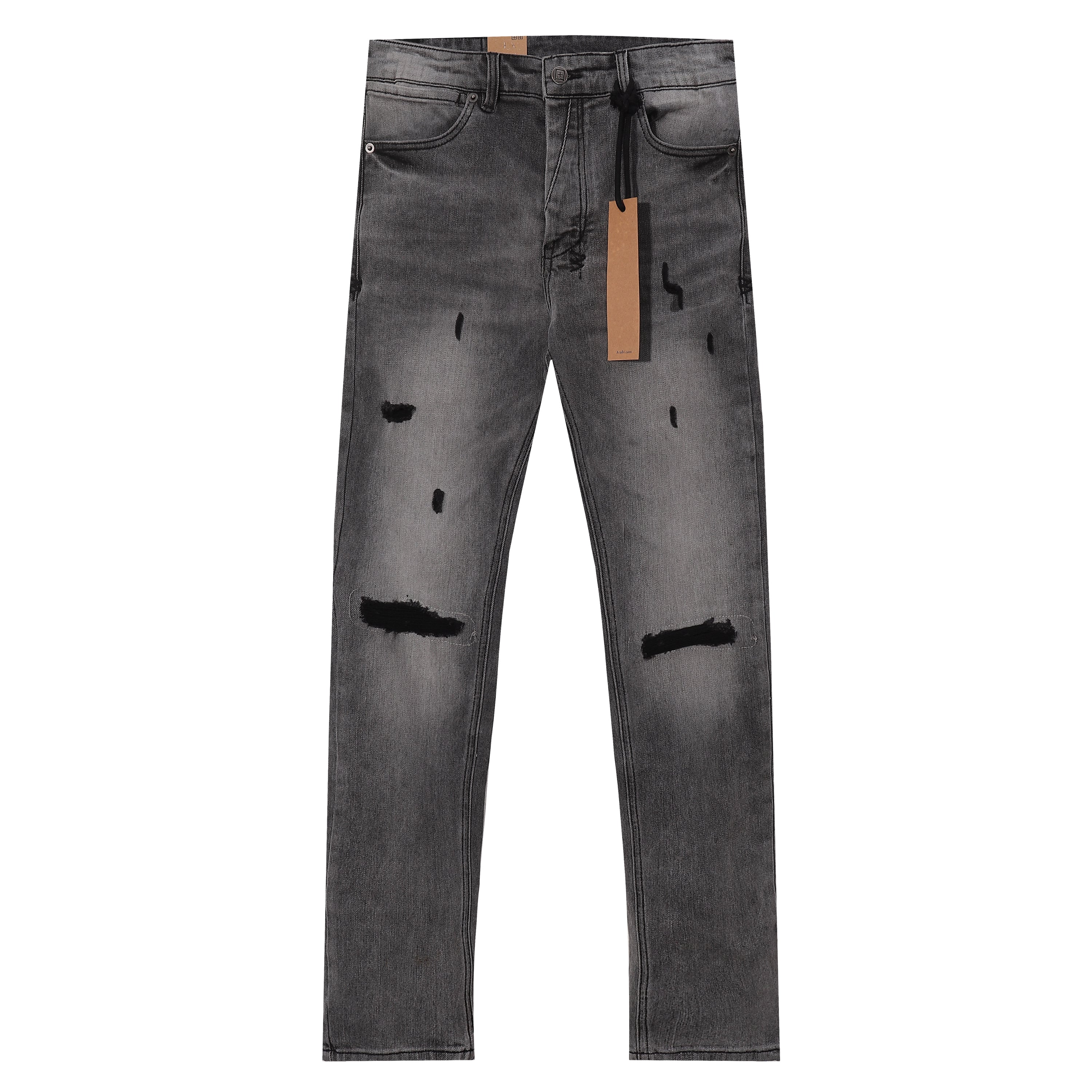 Ksubi Patch Distressed Grey Wash Slim Jeans
