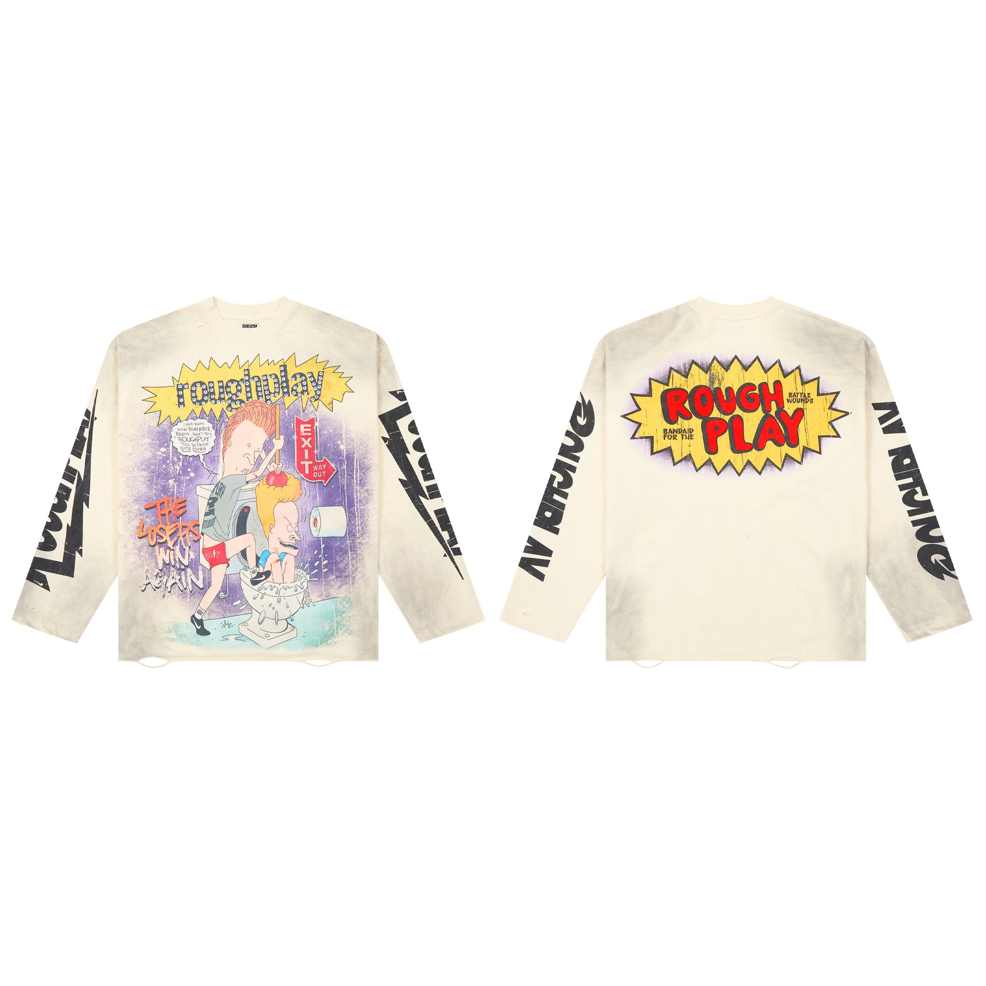 ROUGHPLAY Comic Burst Logo Vintage Long Sleeve Tee