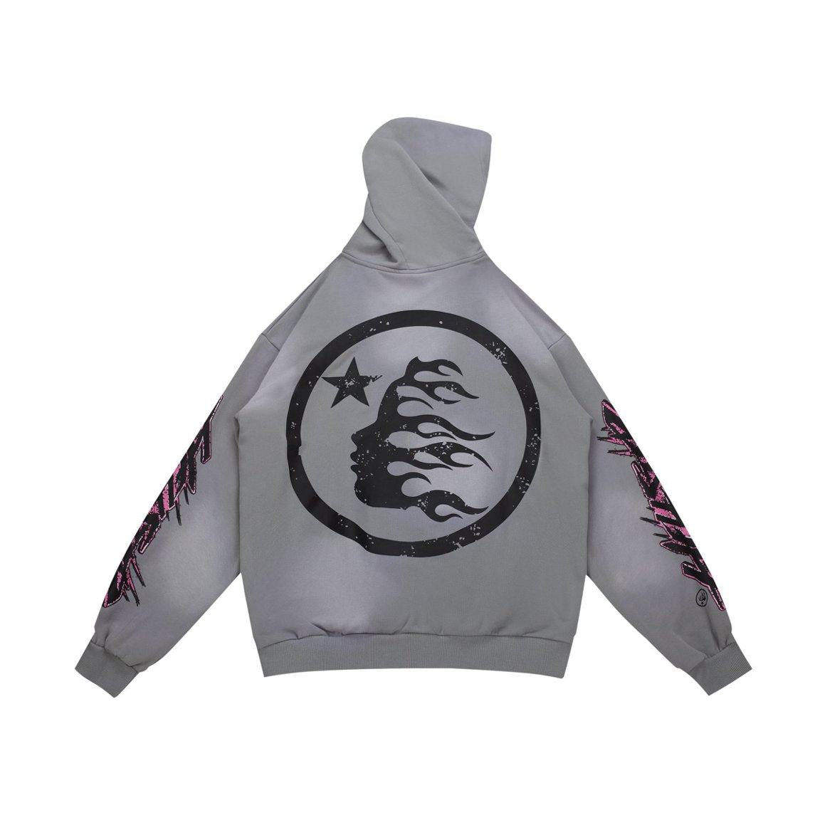 Hellstar Flame Logo Vintage Washed Grey Hoodie