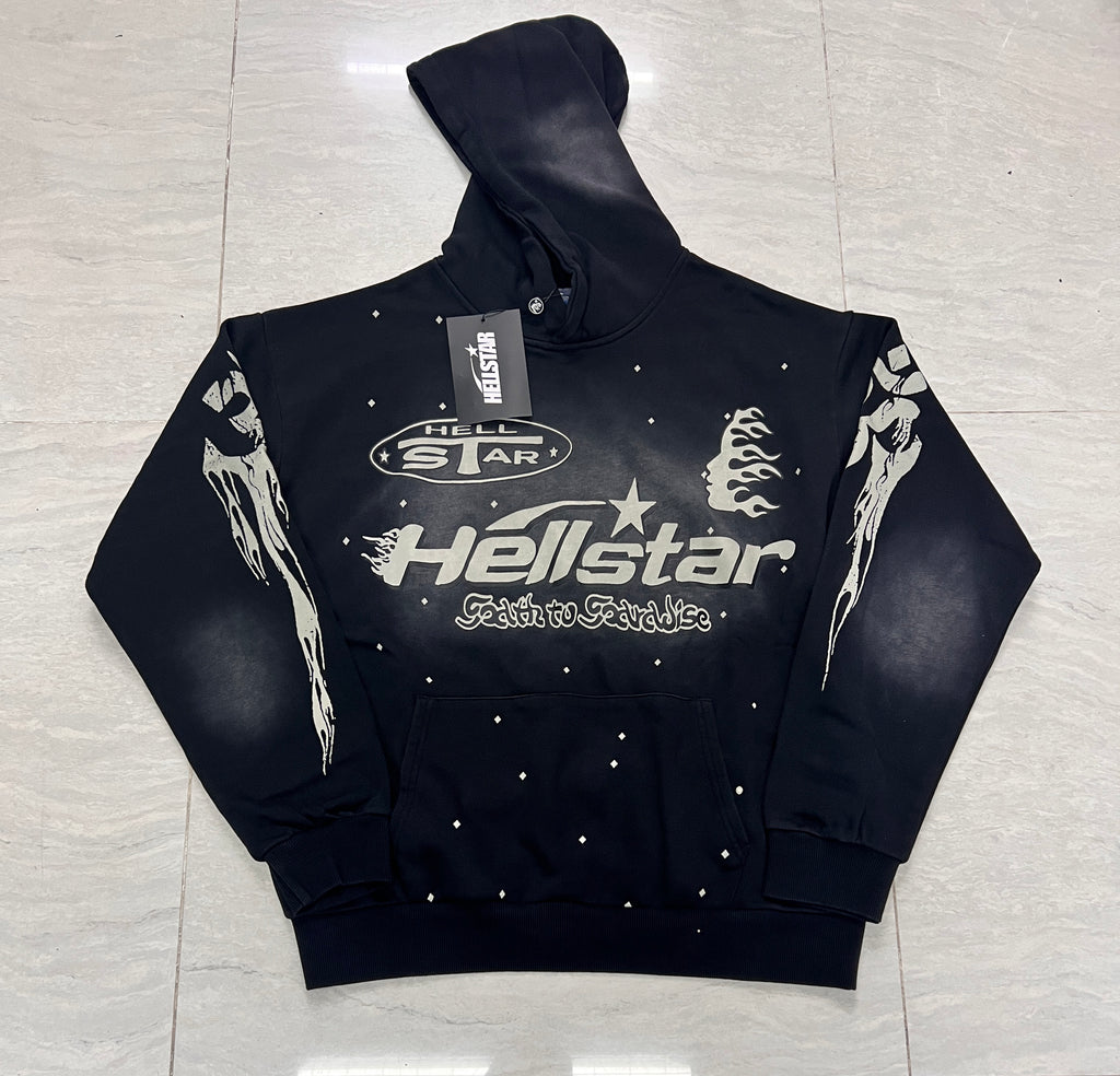 Hellstar Faith to Paradise Vintage Washed Black Hoodie