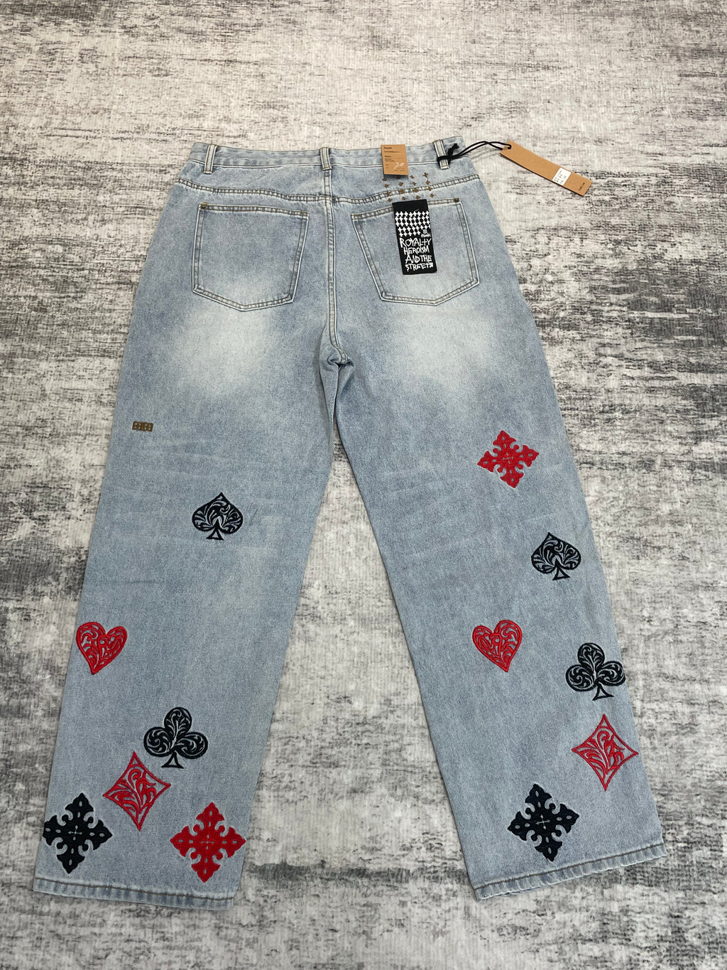 Ksubi Poker Suit Embroidery Light Wash Baggy Jeans