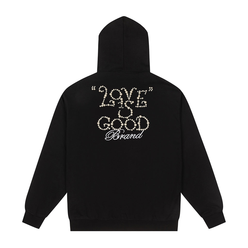 Good Brand Pearl Letter Black Hoodie