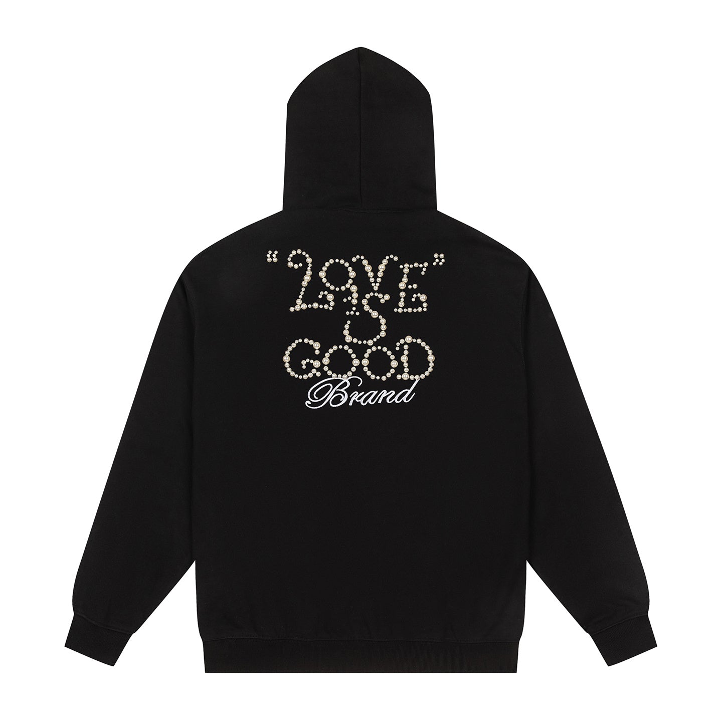 Good Brand Pearl Letter Black Hoodie