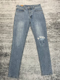 Ksubi Splatter Paint Letter Patch Light Wash Slim Jeans