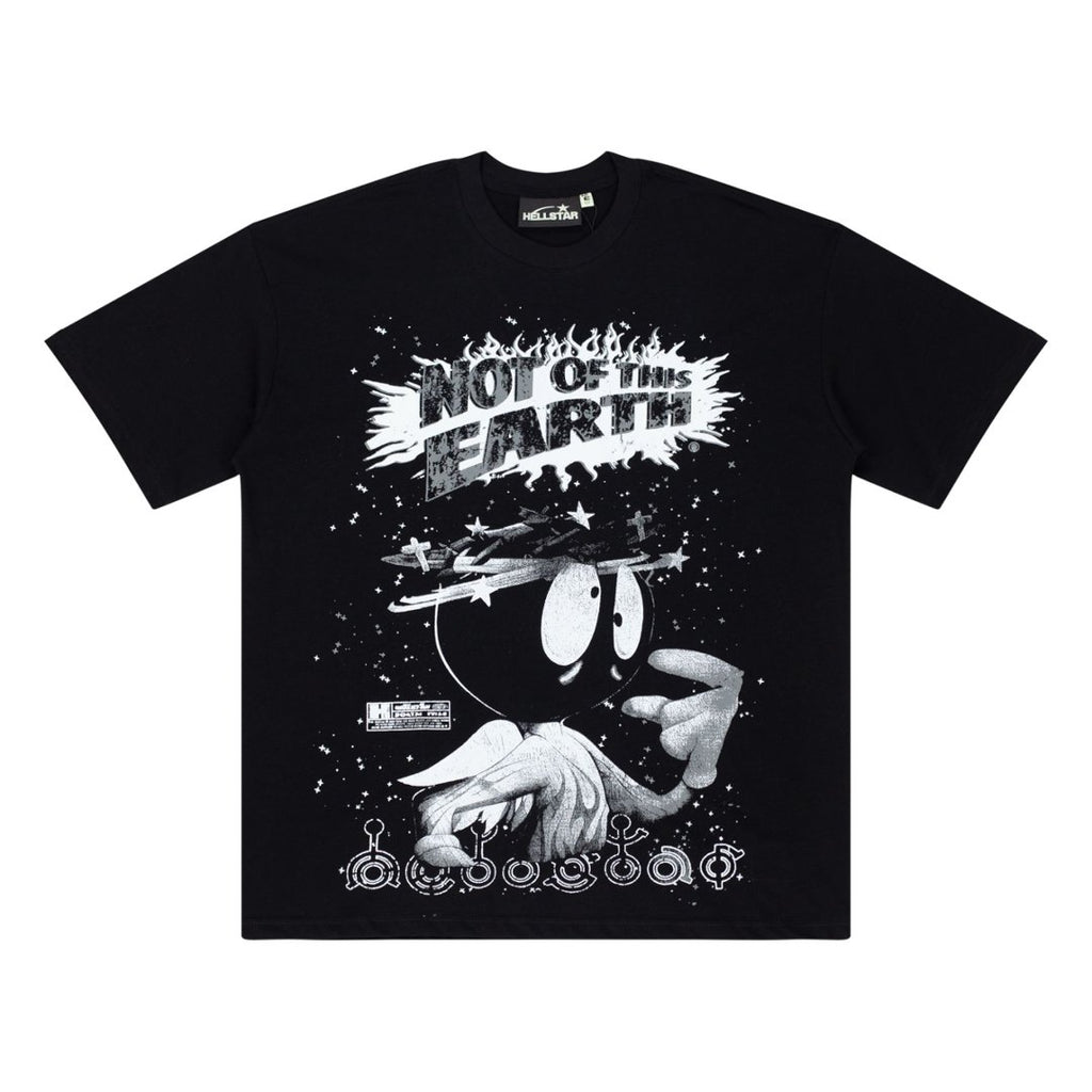 Hellstar Not Of This Earth Cartoon Black Tee