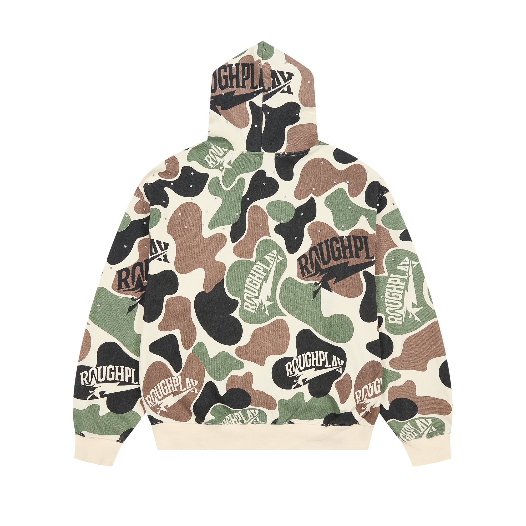 ROUGHPLAY Green Brown Camo Rhinestone Zip-Up Hoodie