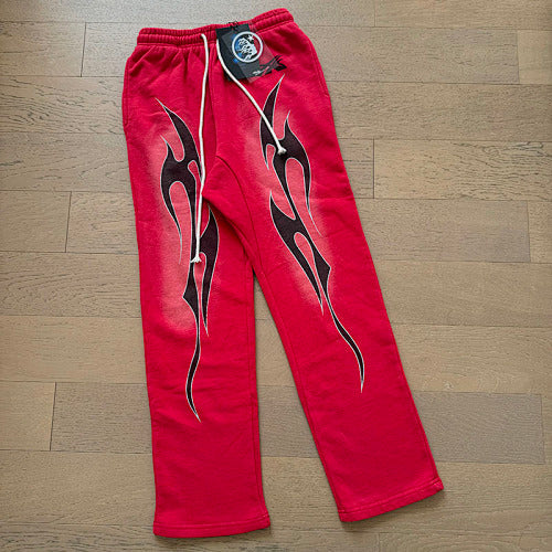 Hellstar Skull Flame Vintage Wash Tracksuit (Red)