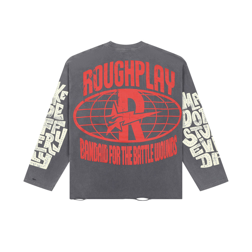 ROUGHPLAY Grey Desert UFO Pin-up Girls Vintage Long Sleeve Tee