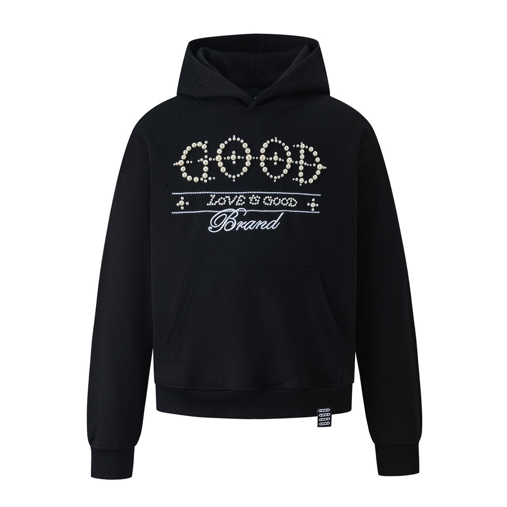 Pearl GOOD Letter Black Hoodie