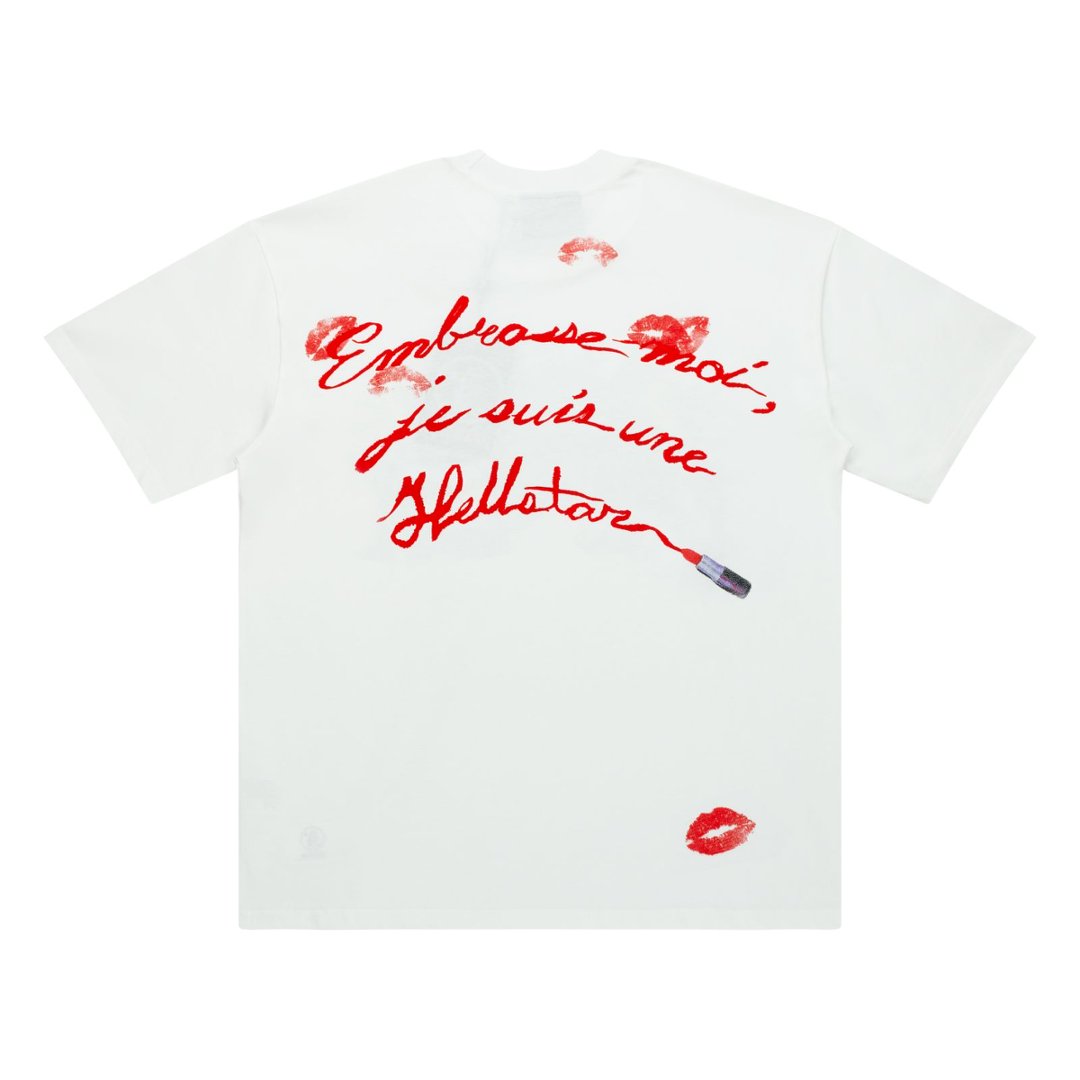 Hellstar Lip Print Punk Portrait White Tee