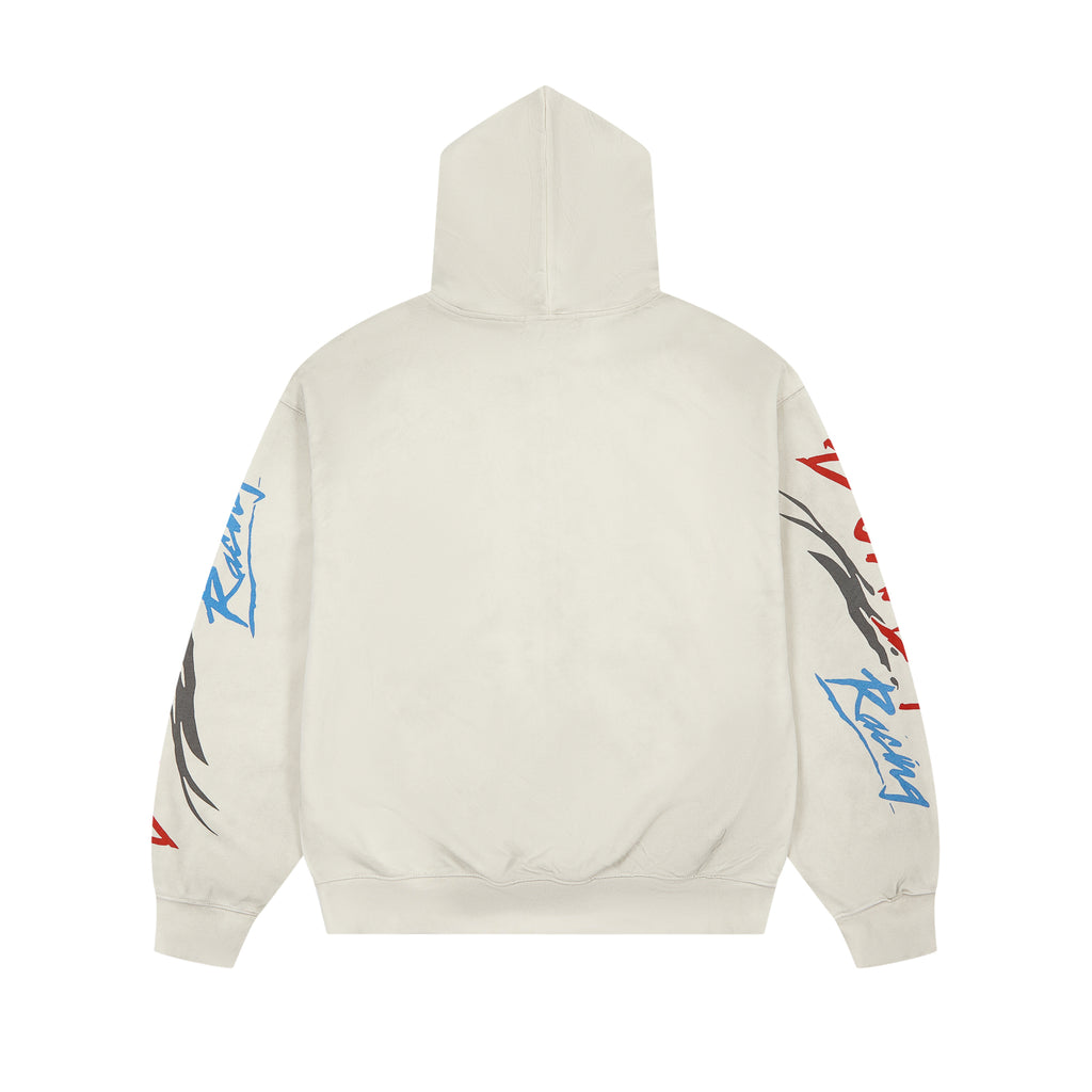 DUAA Racing Helmet Vintage Washed Beige Zip Up Hoodie